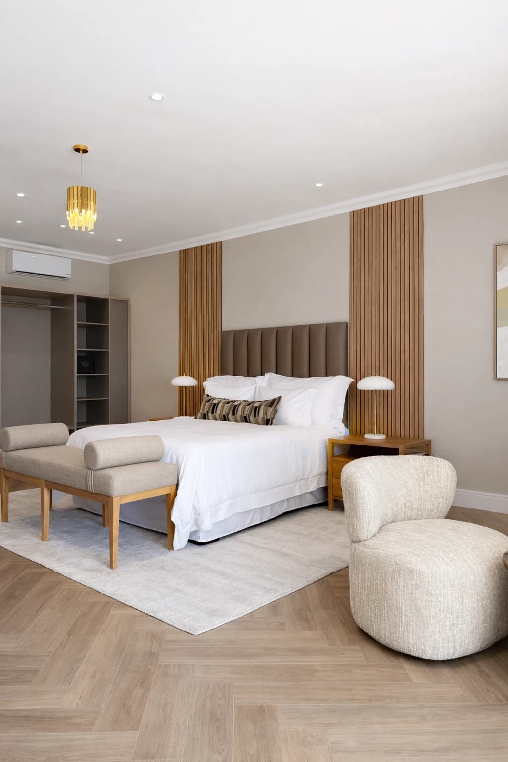 Presidential suite bedroom at White Drift Boutique Hotel